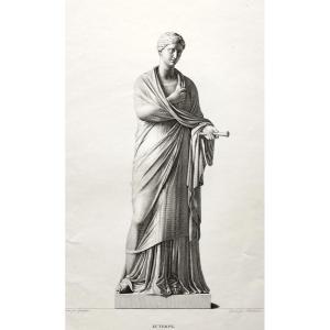 Gravure Mythologique Euterpe Déesse Grecque 19ème