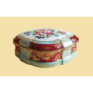 Le Tallec Jewelry Box Hand Painted Porcelain Flowers Roses 