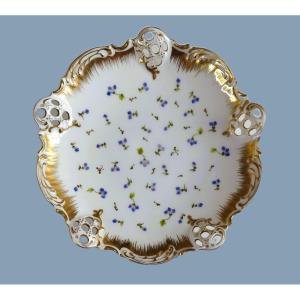 Bavarian Hand Painted Porcelain Dish Flower Decor