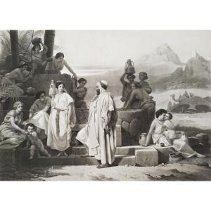 19th Century Orientalist Engraving By Rollet Etching Old Print 