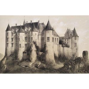 Castle Luynes Lithograph By Victor Petit 19th C Old Print 