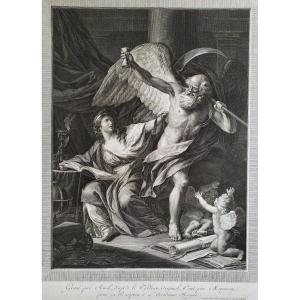 Etching Allegorical Engraving Engraved By Avril After Ménageot 18th Century Old Print