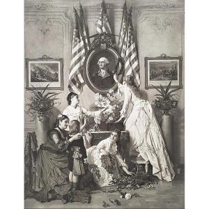 Washington's Birthday United States America Historical Photogravure After Charles Baugniet 19th