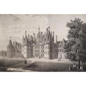 Chambord Castle Lithograph  19th Century Old Print