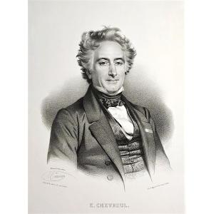 Michel Eugène Chevreul Lithographie  Ancienne Par Grégoire Et Deneux 19ème