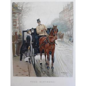 Paris Photogravure Ancienne d'Après Jean Béraud Daté 1891