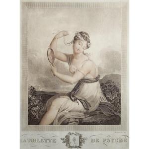 Psyche Mythological Engraving Empire Period By Bosselman 19th C  Etching Old Print