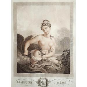 Hebe Goddess Of Youth Mythological Engraving Empire Period By Bosselman 19th C Etching 