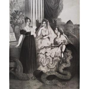 Portrait Des Impératrice Hortense Joséphine Et  Eugénie Lithographie 19ème