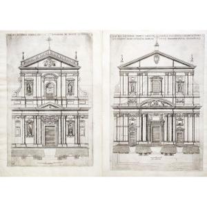 Pair Of Etchings  XVIIth C Architecture Roma