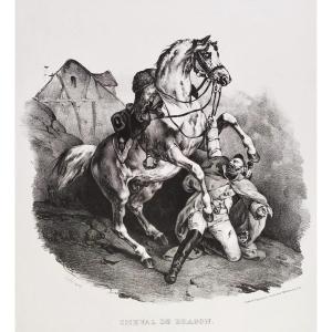 Horse Lithograph By Godefroy Engelmann After Victor Adam