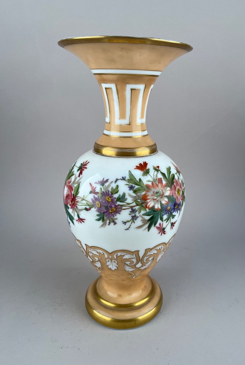 Opaline Vase Decorated With Bouquets Of Flowers, Napoleon III Period-photo-5