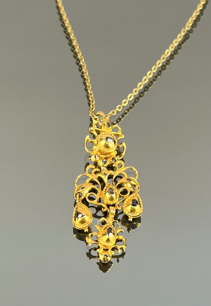 Girandole Pendant In Gold And Diamonds Eighteenth Century-photo-2