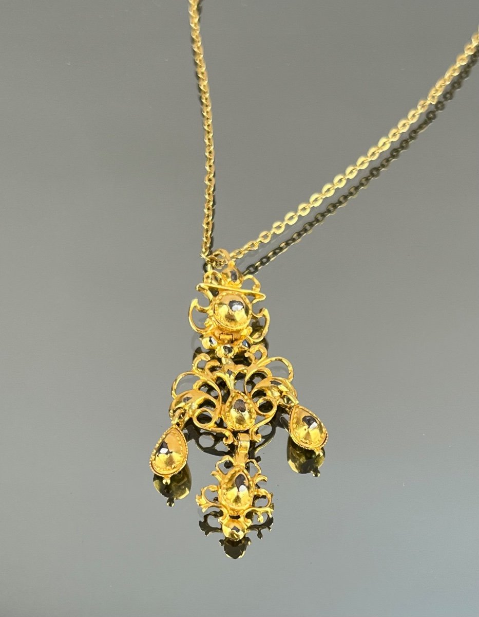 Girandole Pendant In Gold And Diamonds Eighteenth Century-photo-3