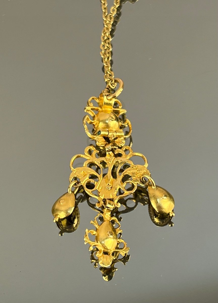 Girandole Pendant In Gold And Diamonds Eighteenth Century-photo-2