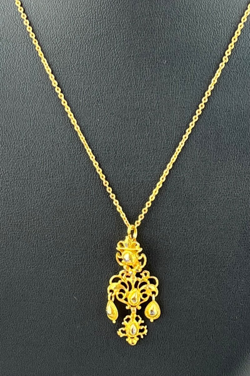 Girandole Pendant In Gold And Diamonds Eighteenth Century-photo-3