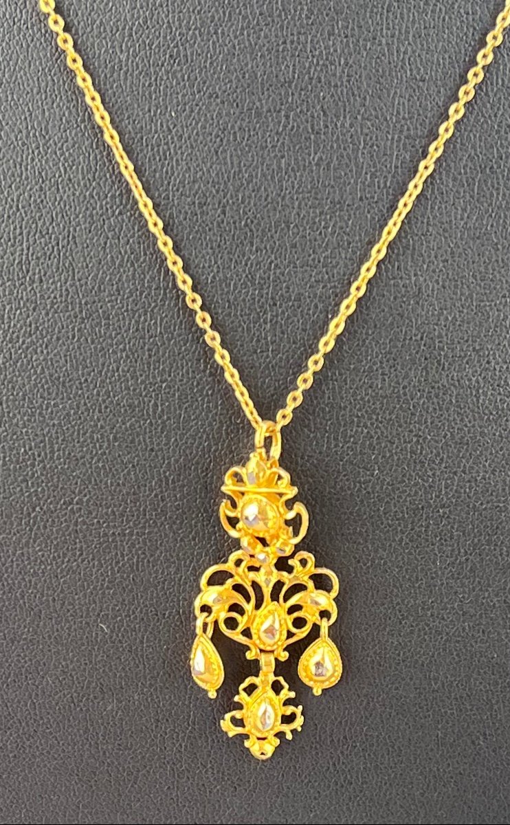 Girandole Pendant In Gold And Diamonds Eighteenth Century-photo-4