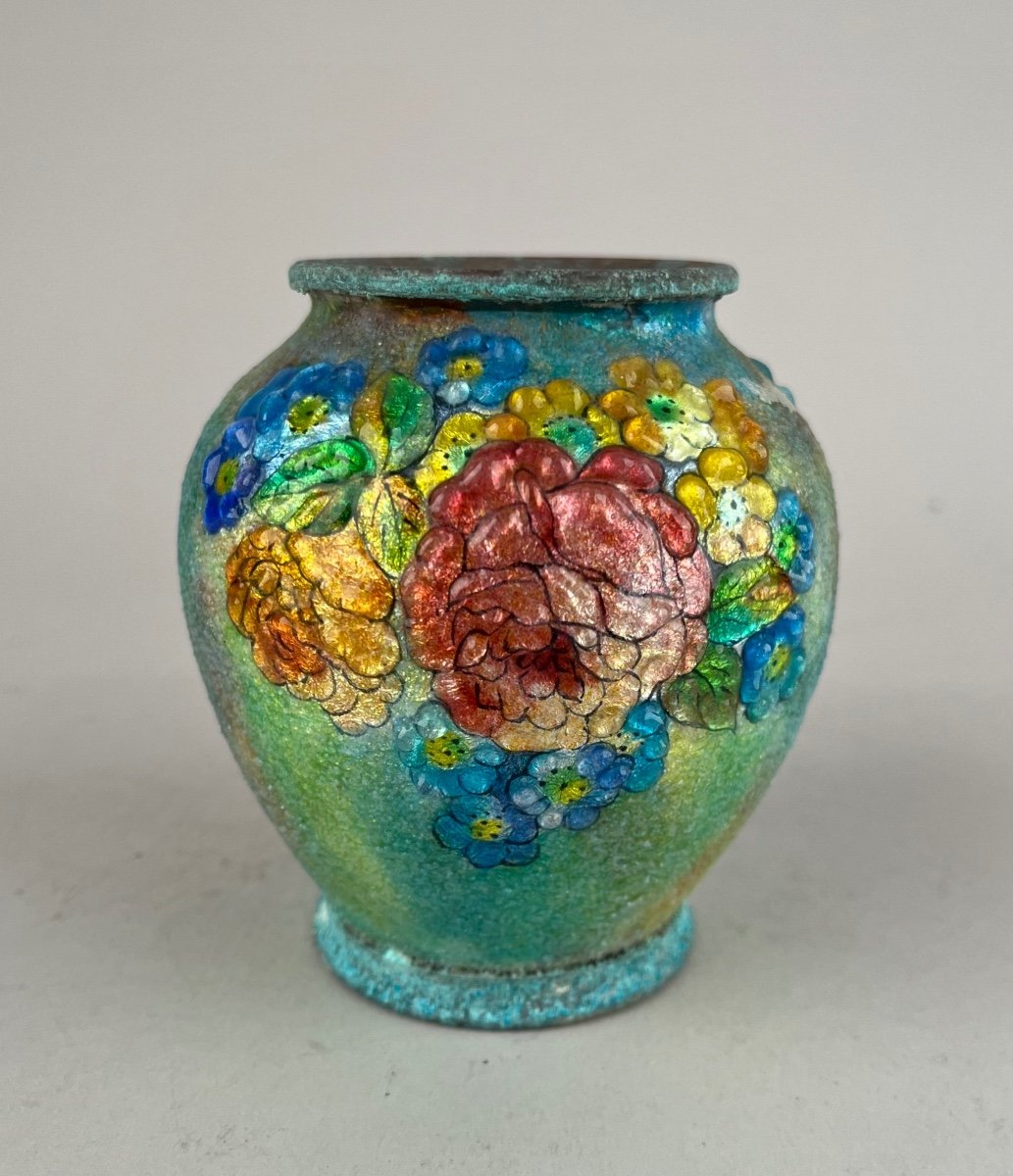 Fauré. Enamelled Vase, XXth Century-photo-3