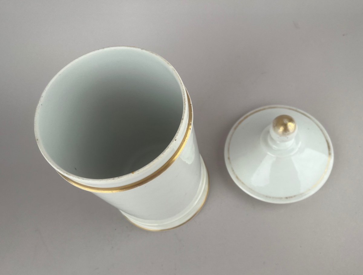 19th Century Paris Porcelain Pharmacy Jar "nuez Moscada"-photo-3