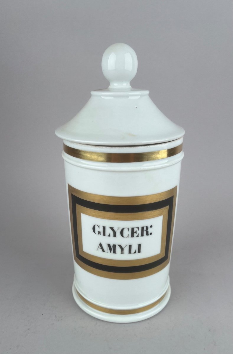 19th Century Paris Porcelain Pharmacy Jar : "glycer: Amyli"-photo-2