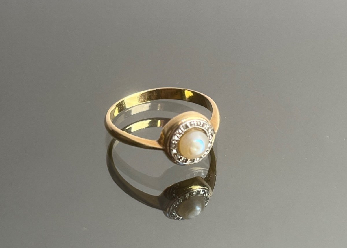 Young Girl's Ring With Pearl And Roses Early 20th Century-photo-3