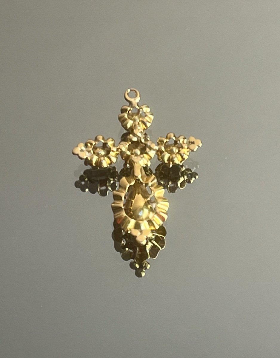 Provençal Cross In Yellow Gold And Diamonds, 18th Century-photo-3