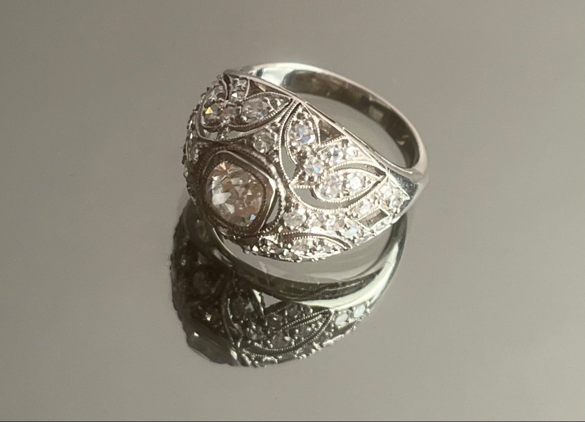 Bague En Platine Et Diamants d'époque Art Déco