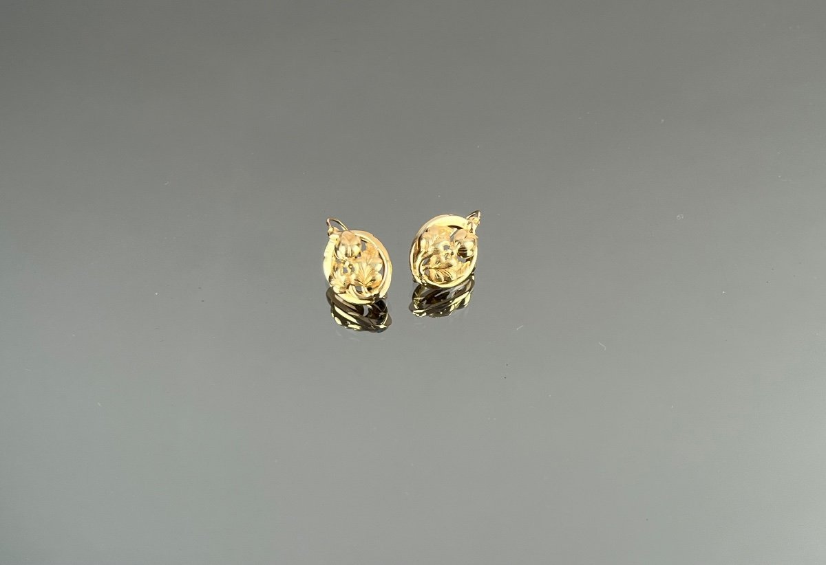 Paire De Boucles d'Oreille  En Or d'époque  Milieu XIXème Siècle-photo-6