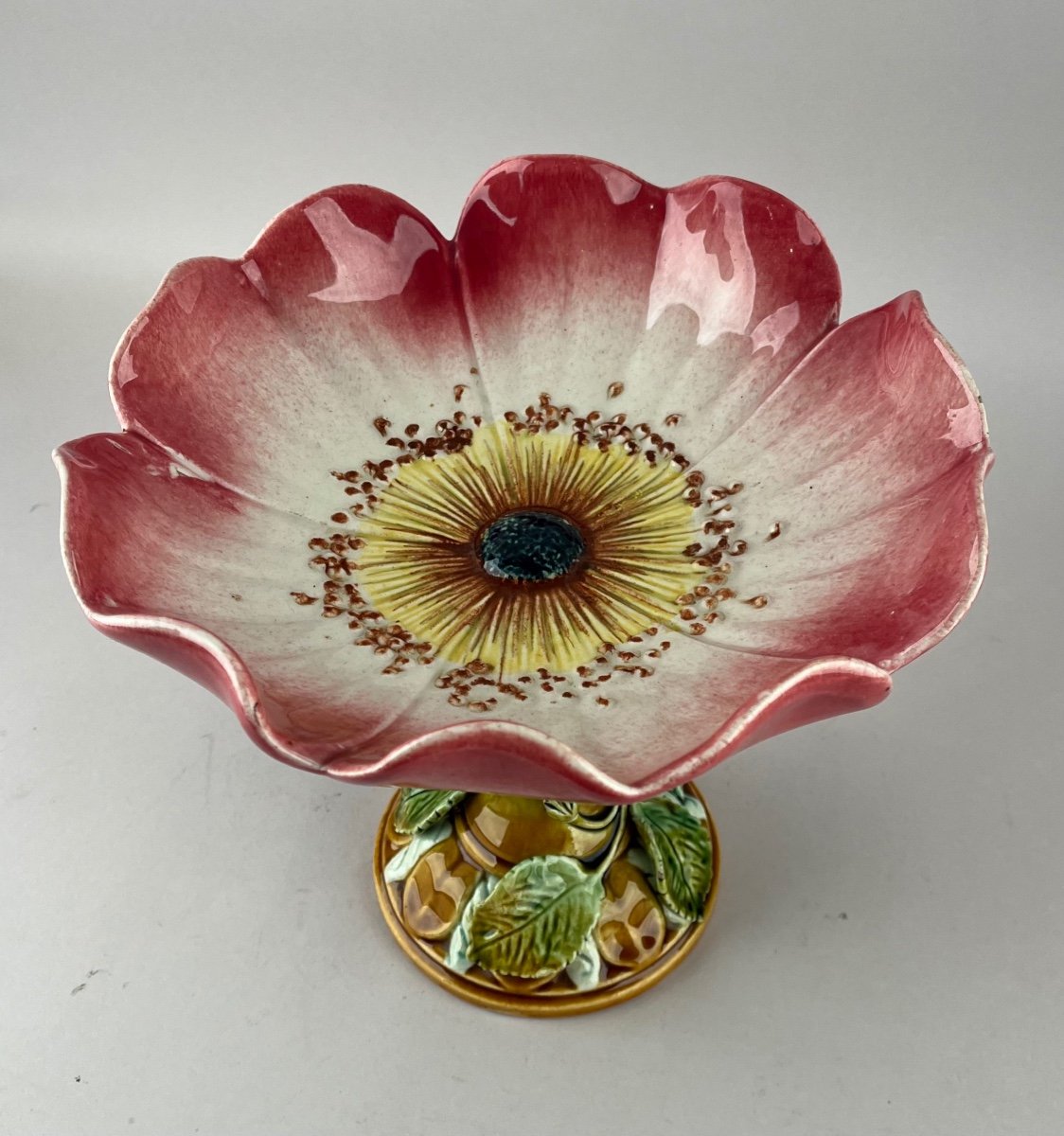 Flower Shaped Barbotine Cup Circa 1900-photo-7