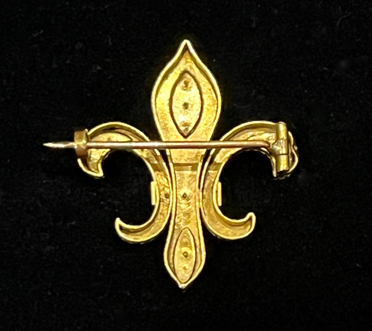 Broche En Or Et Perles Fleur De Lys d'époque XIXème Siècle-photo-3