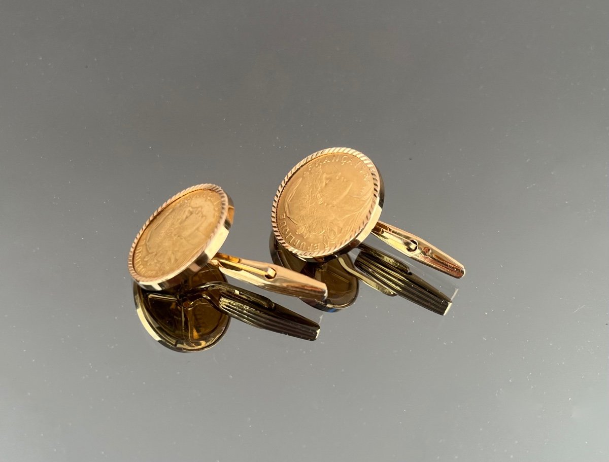 Pair Of Cufflinks With Gold Francs-photo-1