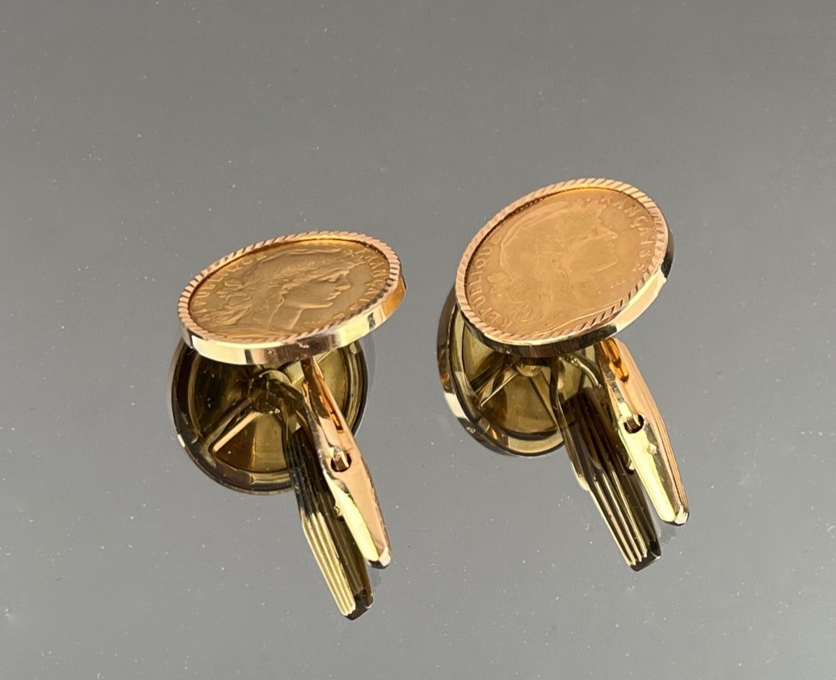 Pair Of Cufflinks With Gold Francs-photo-3