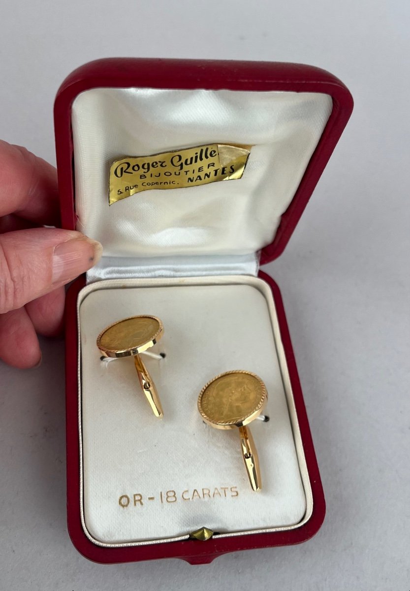 Pair Of Cufflinks With Gold Francs-photo-4