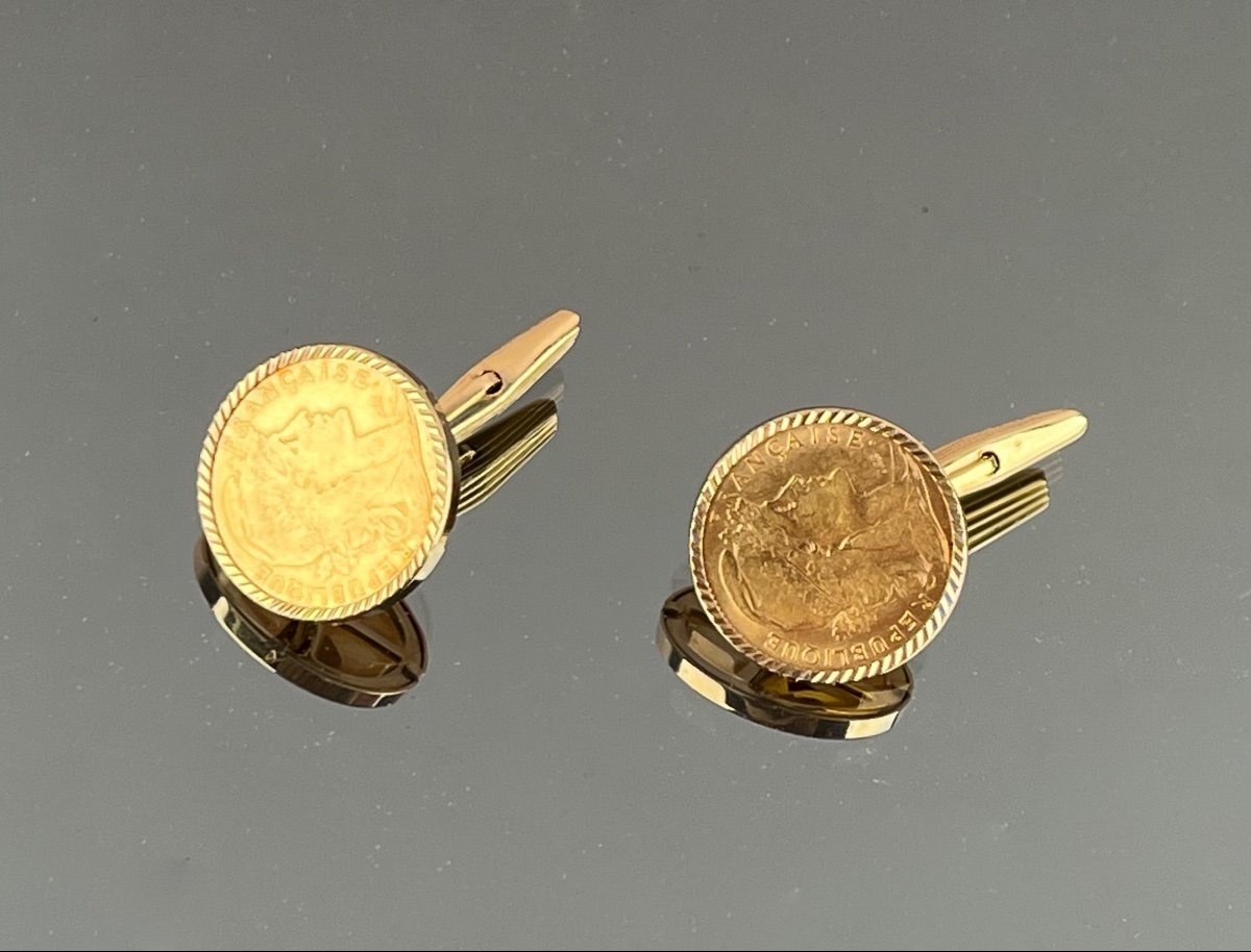 Pair Of Cufflinks With Gold Francs-photo-6