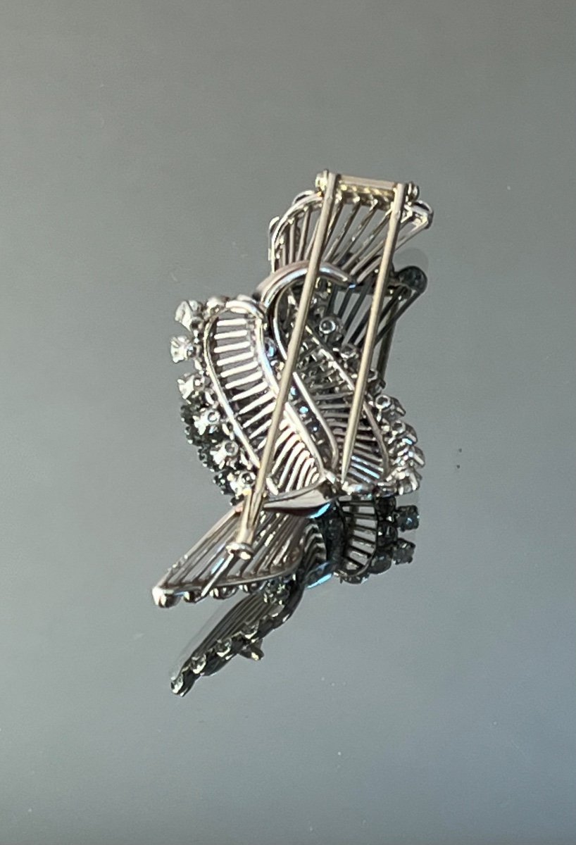 Platinum And 750 Thousandths White Gold Clip Brooch From The 70s-photo-4