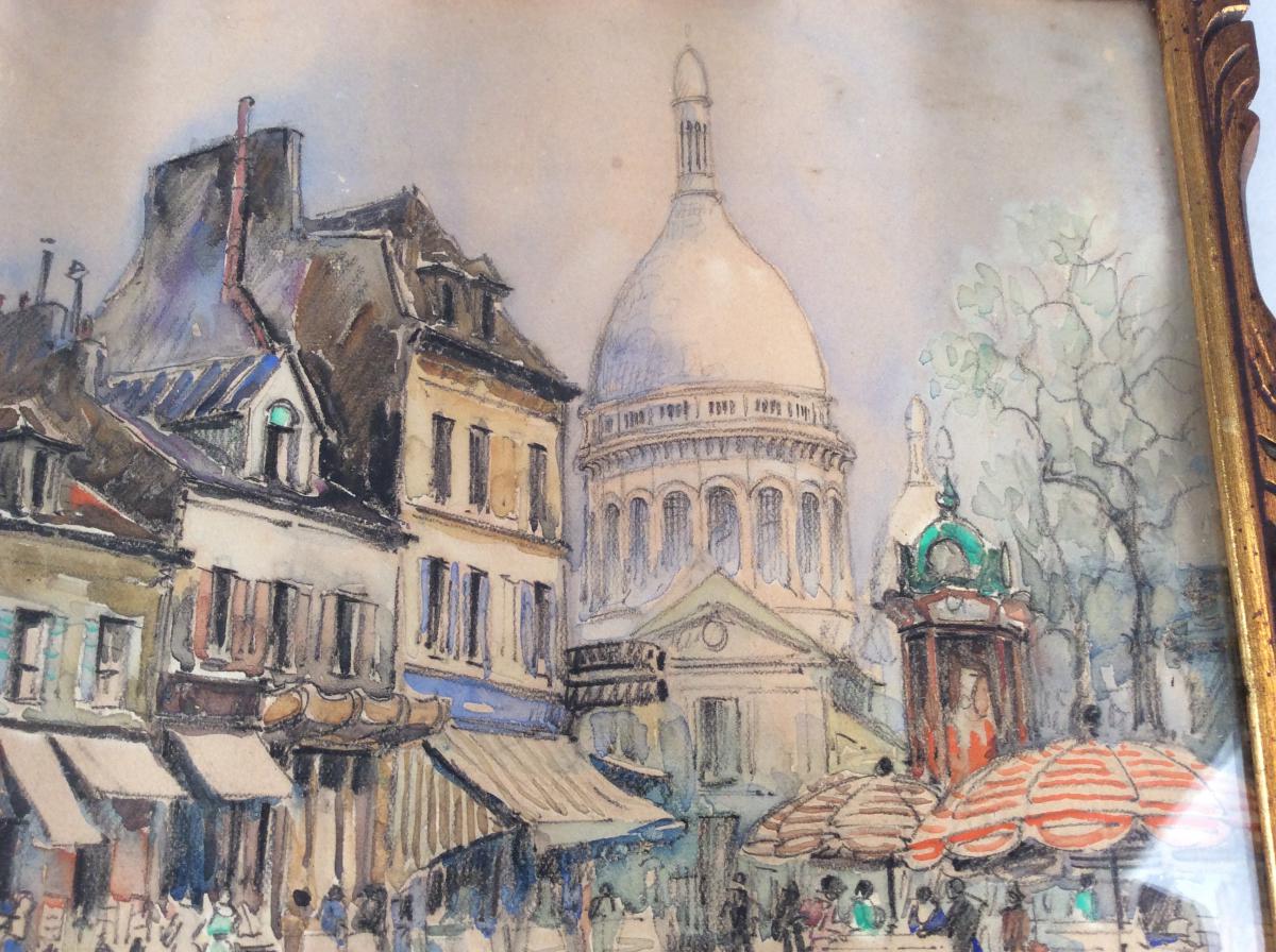 Frank Will Pair Of Watercolor Drawings Showing Views Of Paris-photo-3