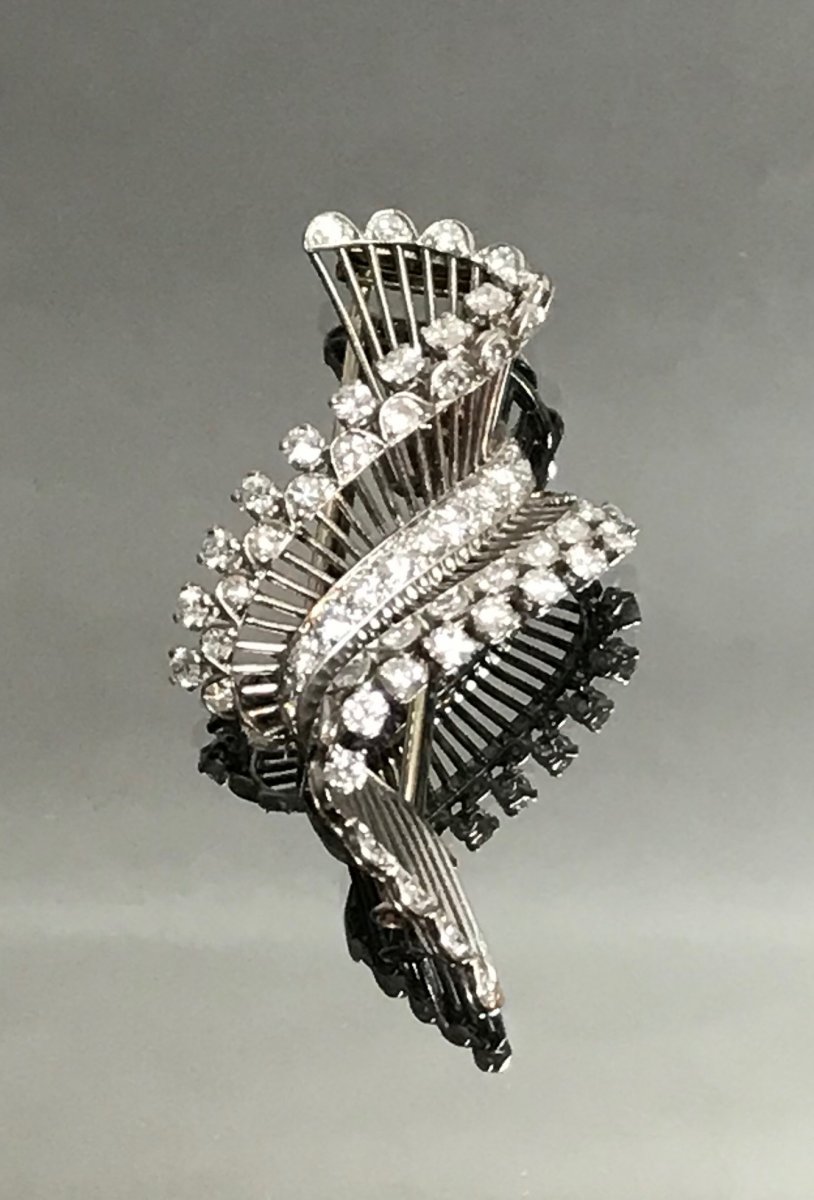 Platinium, Gold And Diamonds Brooch