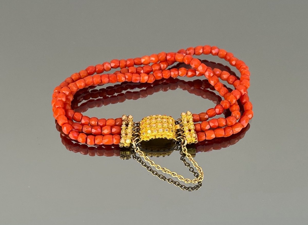 Bracelet In Coral Beads Late Nineteenth Century-photo-3
