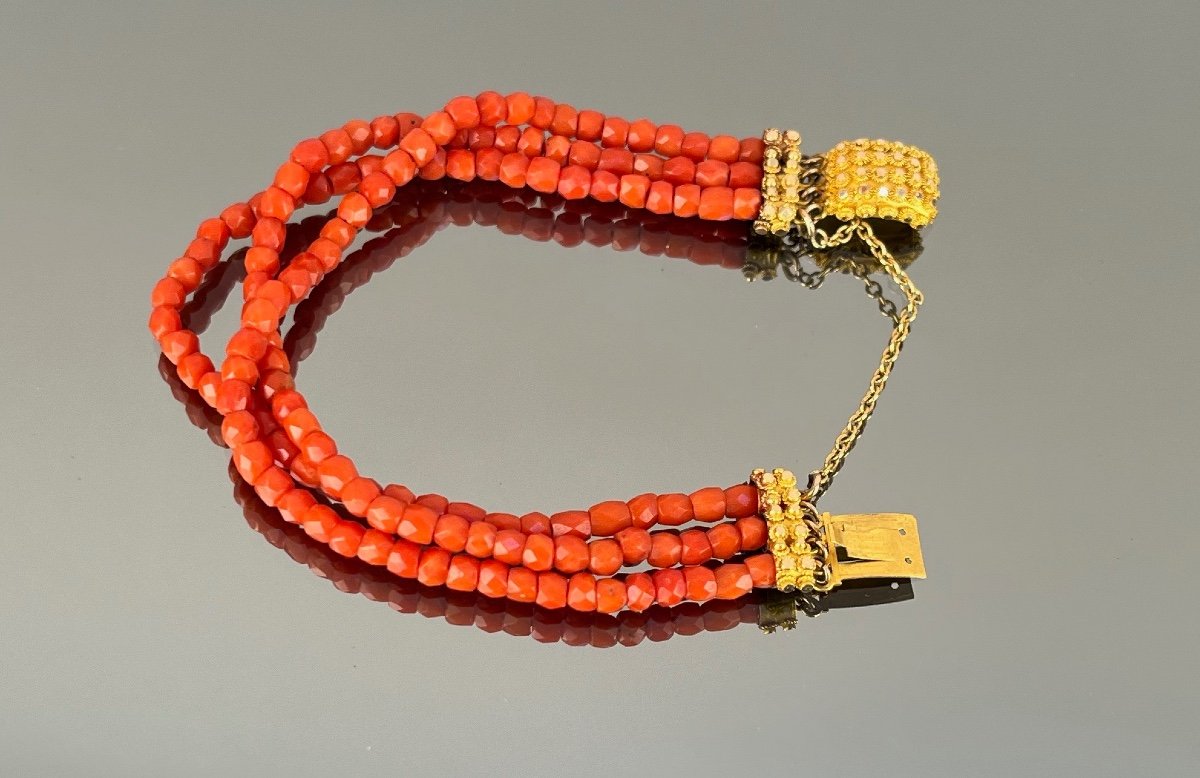 Bracelet In Coral Beads Late Nineteenth Century-photo-4