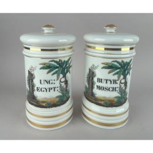 Two Paris Porcelain Pharmacy Jars, Louis-philippe Period