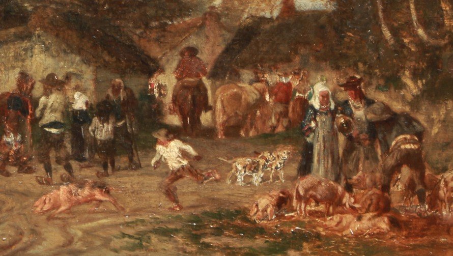 Amédée Elie Servin (1829-1884) Peasant Scene In Brittany (circa 1855-1860)-photo-3