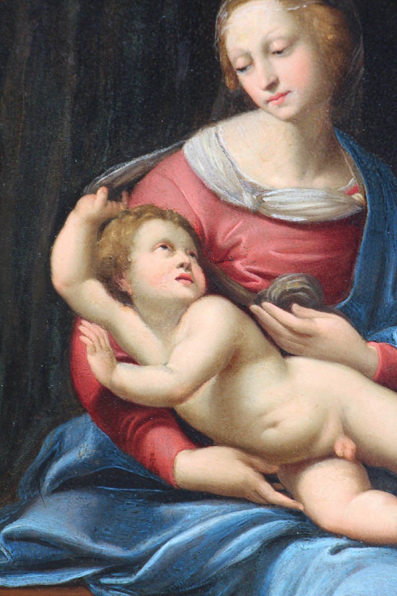 Ecole Française Début XIXème d'Après Raphaël Vierge à l'Enfant (de1507), Dite La Madone Bridgew-photo-1