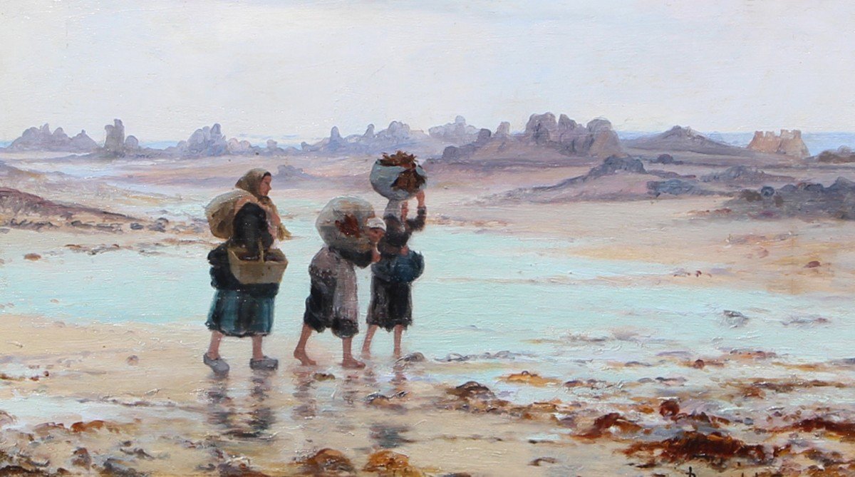 étienne Bouille (1858-1933) The Seaweed Collectors 