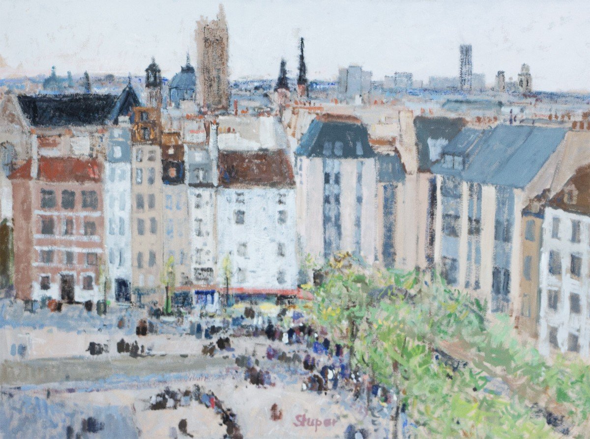 Marko Stupar (1936-2021) Paris, View Of The Pompidou Center 