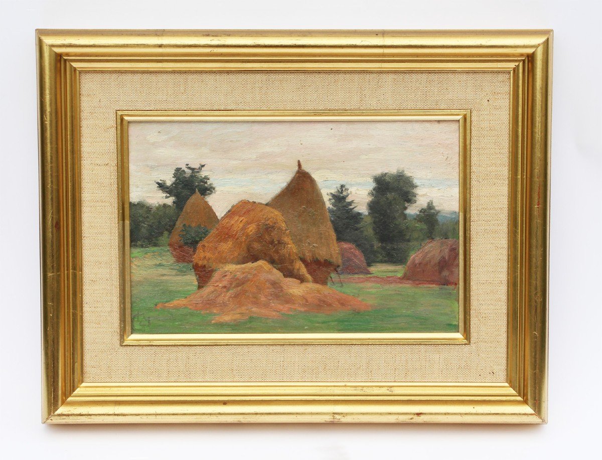 Léo Gausson (1860-1944) Haystacks, Circa 1900 -photo-2