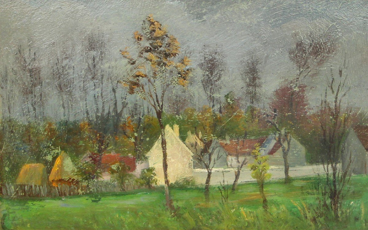 Léo Gausson (1860-1944) Village,  (très Probablement Gouvernes Près De Lagny Sur Marne)