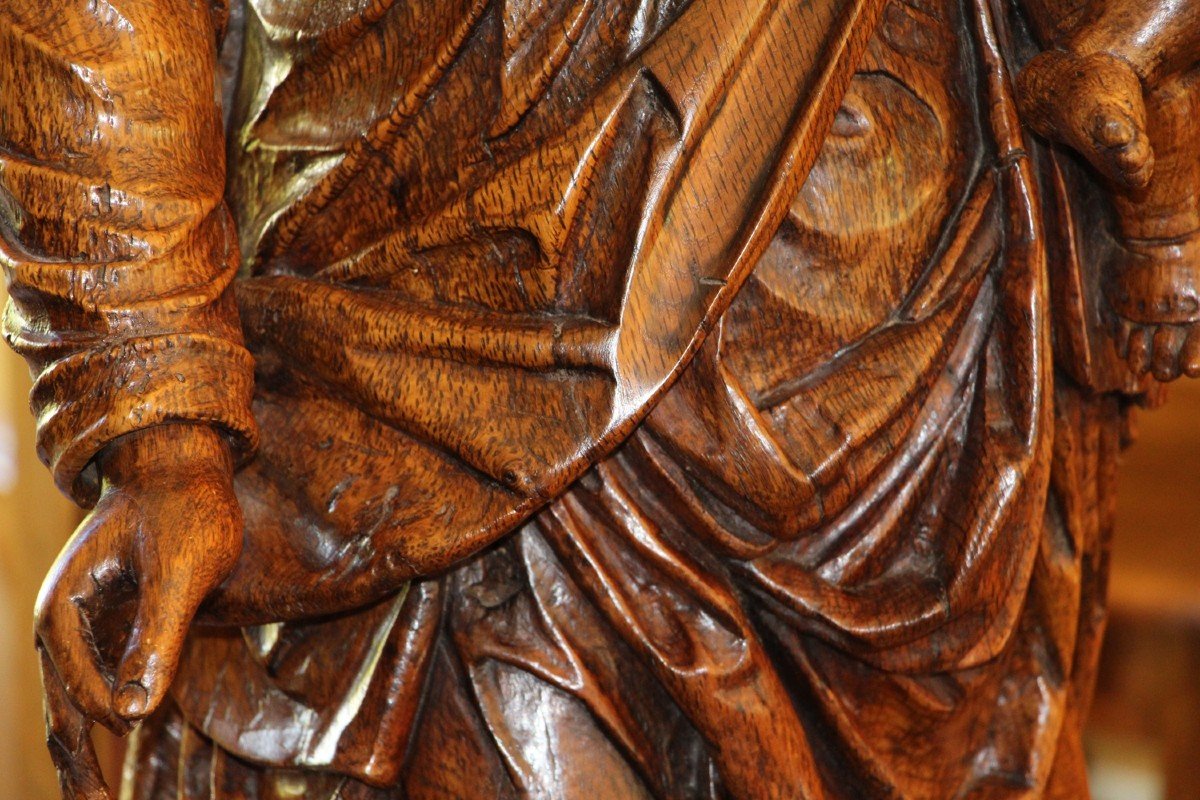 Important Virgin And Child In Carved Oak. 18th Century-photo-1