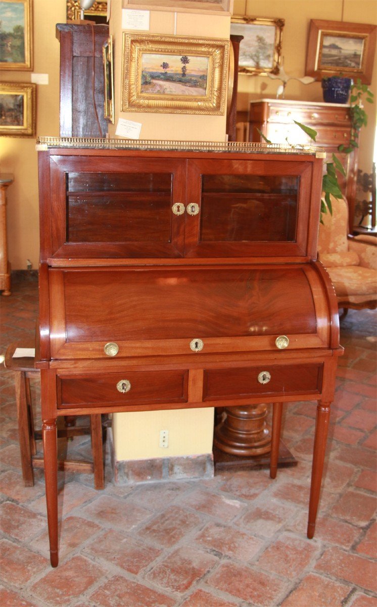 Cylinder Desk, Stamped Hubert Roux-photo-2