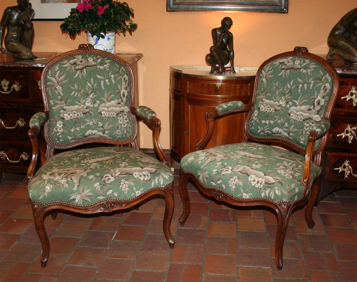  Paire De Fauteuils à La Reine D’époque Louis XV,-photo-2