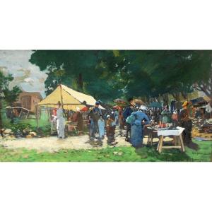 Paul Louis Martin Des Amoignes (1850-1925) La Fête De La Saint Jean Aux Amognes